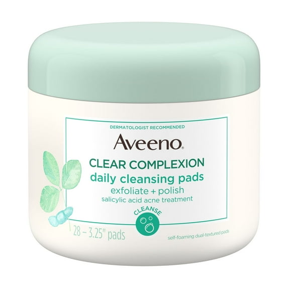 Aveeno Clear Complexion Acne Cleansing Pads, Salicylic Acid, 28 Count