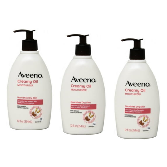 Aveeno Creamy Moisturizing Body Oil, Softens & Smoothens Skin, 12oz, 3-Pack