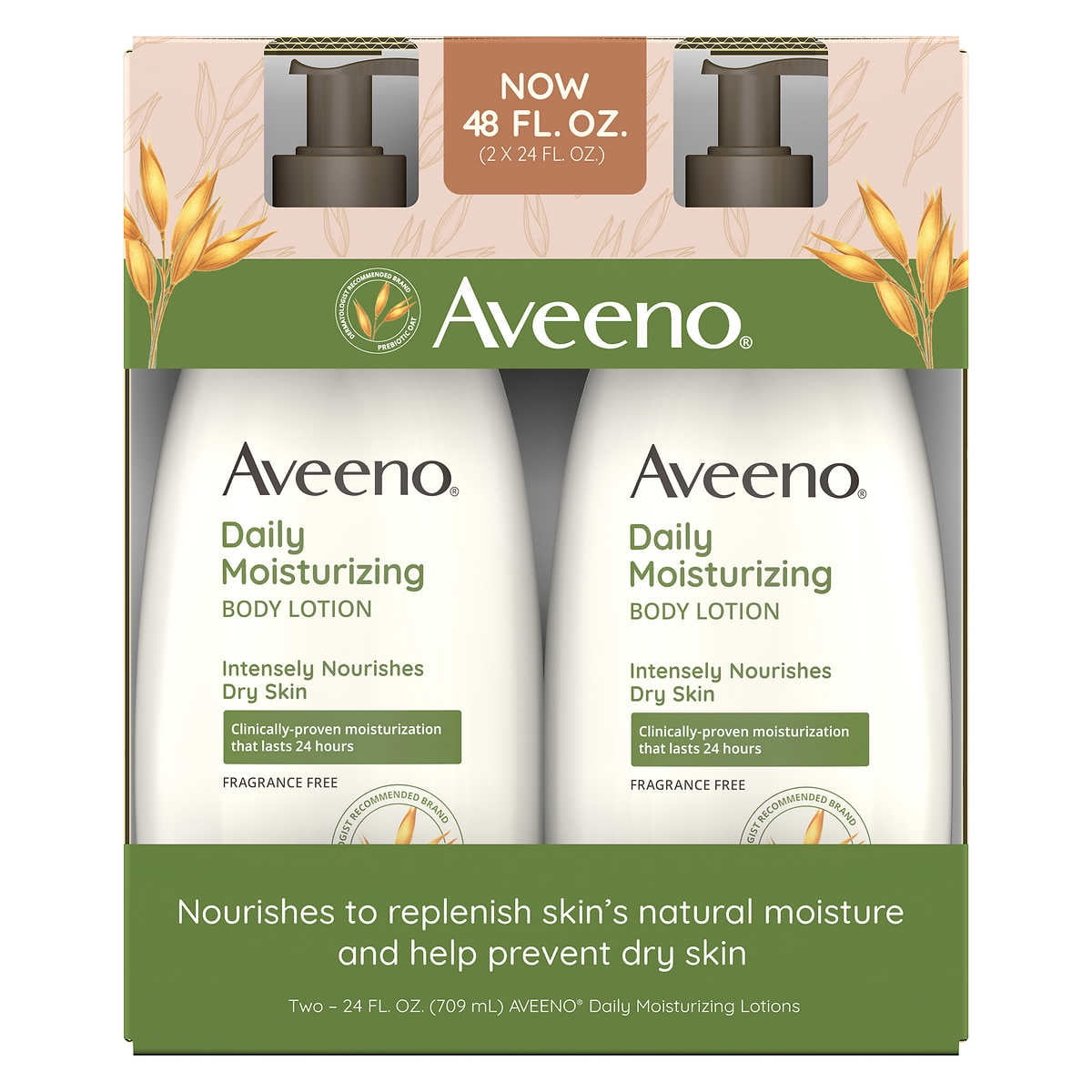 Aveeno Moisturizing Oat Lotion for Dry Skin, 24 Fluid Ounce (Pack of 2