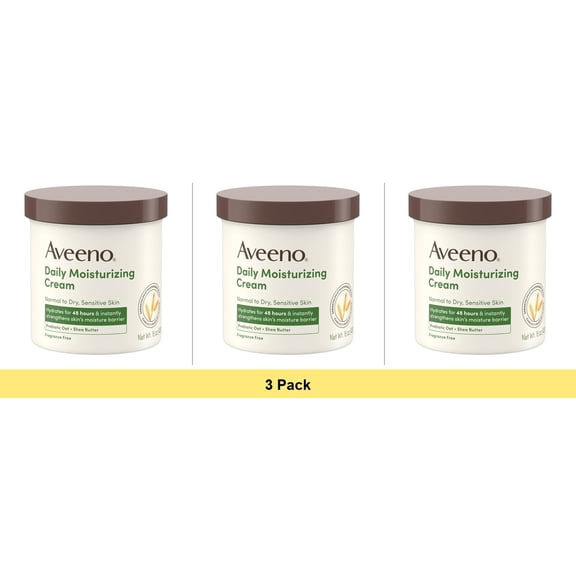 Aveeno Daily Moisturizing Body Cream Lotion for Normal, Dry, Sensitive Skin, 15 oz - 3 Pack