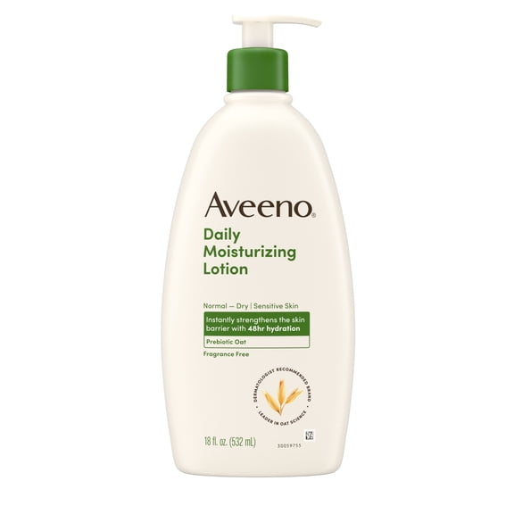 Aveeno Daily Moisturizing Body Lotion and Facial Moisturizer for Face, Body and Dry Skin, 18 fl oz
