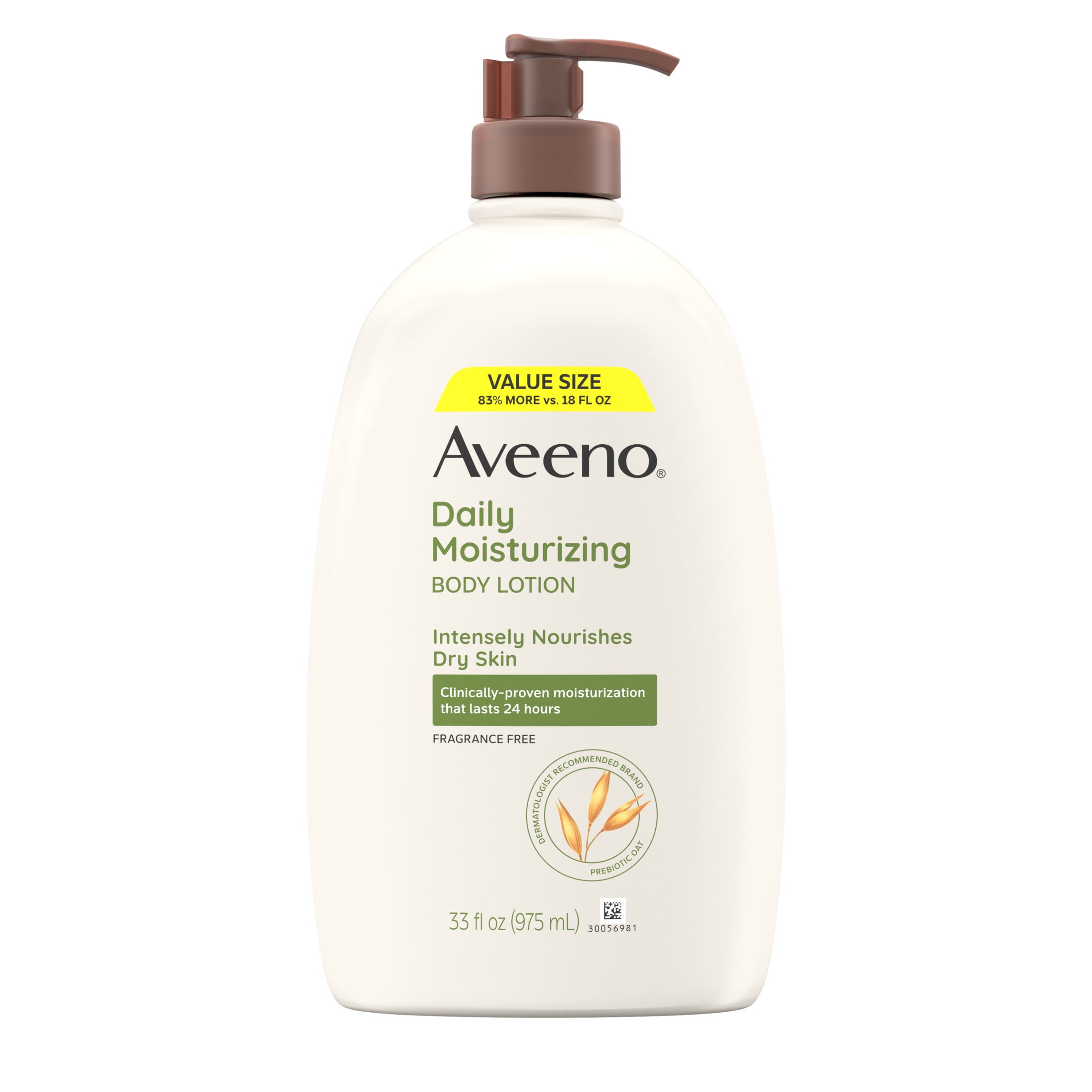 Aveeno Daily Moisturizing Body Lotion and Facial Moisturizer for Face, Body and Dry Skin, 33 oz
