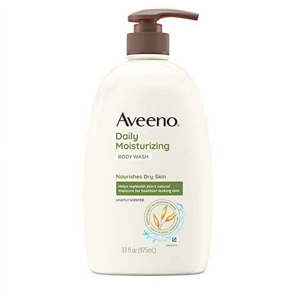 Aveeno Daily Moisturizing Body Wash for Dry & Sensitive Skin, Hydrating Oat Body Wash Nourishes Dry Skin With Moisture, Soothing Prebiotic Oat & Rich Emollients, Light Fragrance, 33 fl. oz