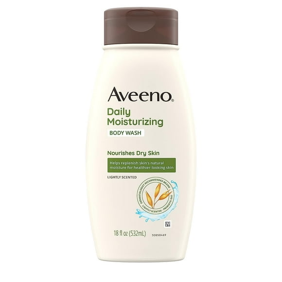Aveeno Daily Moisturizing Body Wash For Dry Skin With Soothing Oat & Rich Emollients, Creamy Shower Cleanser, Gentle, Soap-Free And Dye-Free, Light Fragrance, 18 Fl Oz (Pack Of 1)