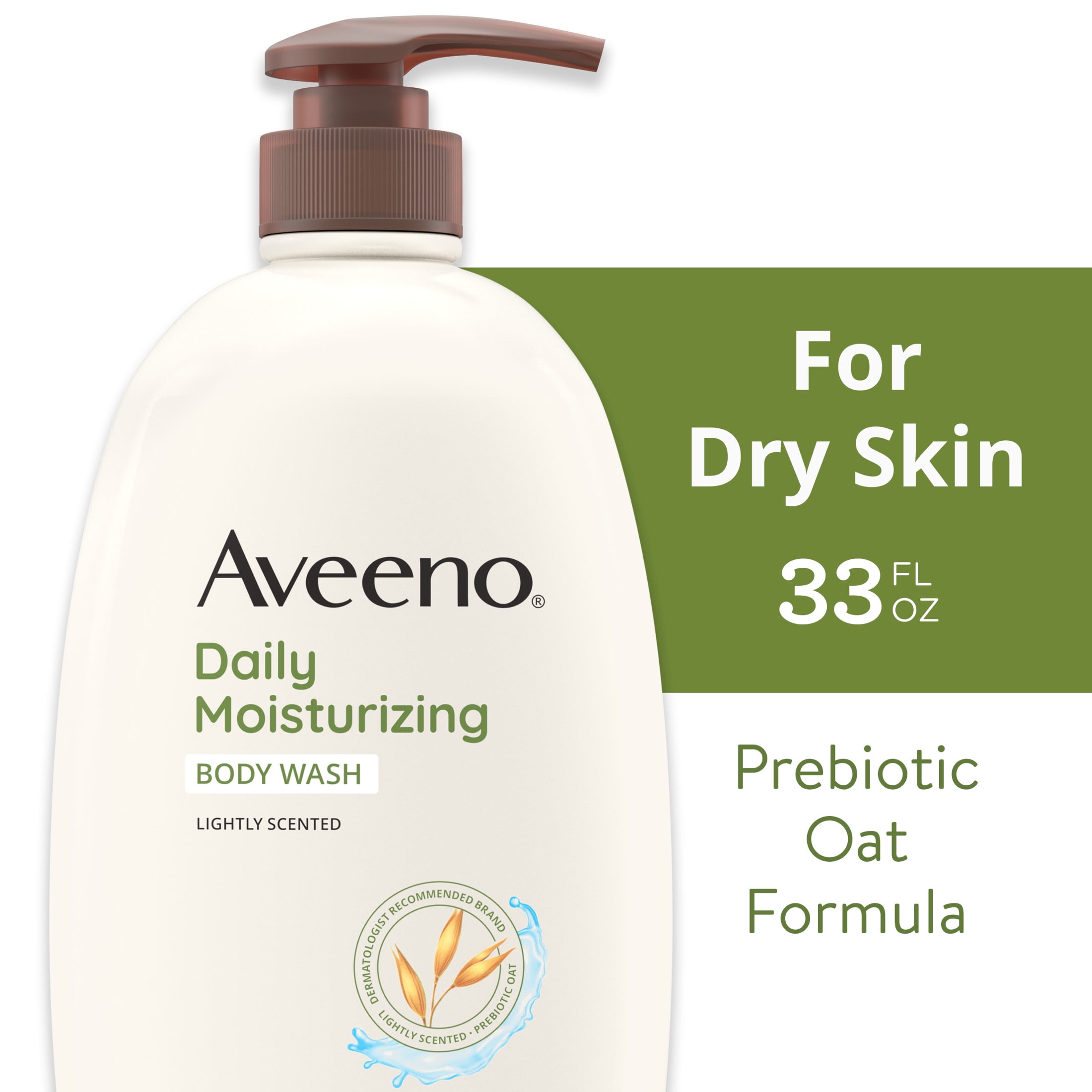 Aveeno Daily Moisturizing Soap, Dry Skin Body Wash and Scrub with Prebiotic Oat, 33 oz