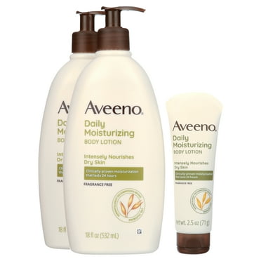 Aveeno Daily Moisturizing Lotion (18 Fluid Ounce, 2 Pack with 2.5 Ounce Tube)