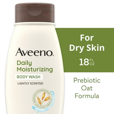 Aveeno Daily Moisturizing Dry Skin Body Wash Soap, Prebiotic Oat Shower Gel, 18 oz