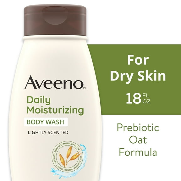 Aveeno Daily Moisturizing Dry Skin Body Wash Soap, Prebiotic Oat Shower Gel, 18 oz