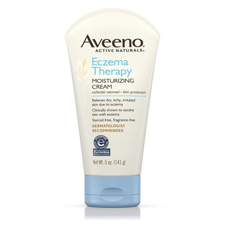 Aveeno Eczema Therapy Moisturizing Cream Relieves Dry Skin, 5 Oz, Pack of 3.