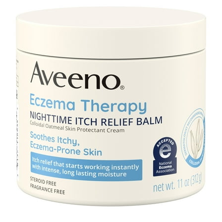 Aveeno Eczema Therapy Nighttime Itch Relief Balm, Fragrance-Free Eczema Cream, 11 oz