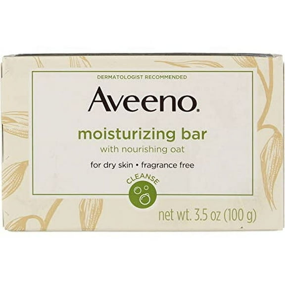 Aveeno Gentle Moisturizing Bar Facial Cleanser with Nourishing Oat for Dry Skin, Fragrance-free, Dye-Free, & Soap-Free, 3.5 oz