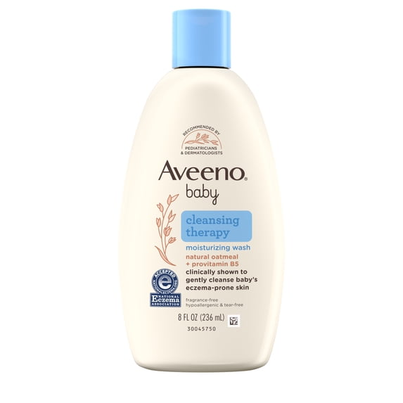 Aveeno Infant Baby Cleansing Therapy Moisturizing Bath Body Wash, Oatmeal, 8 fl oz
