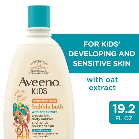 Aveeno Kids Bubble Bath for Sensitive Skin, Oat Extract, 19.2 fl. oz