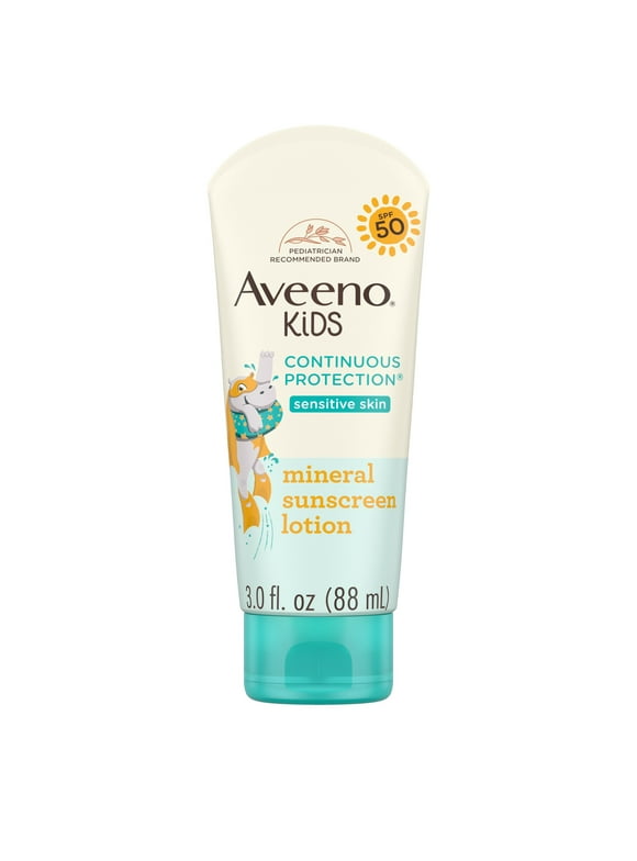 Aveeno Kids Continuous Protection Mineral Sunscreen, Broad Spectrum SPF 50, 3 fl. oz