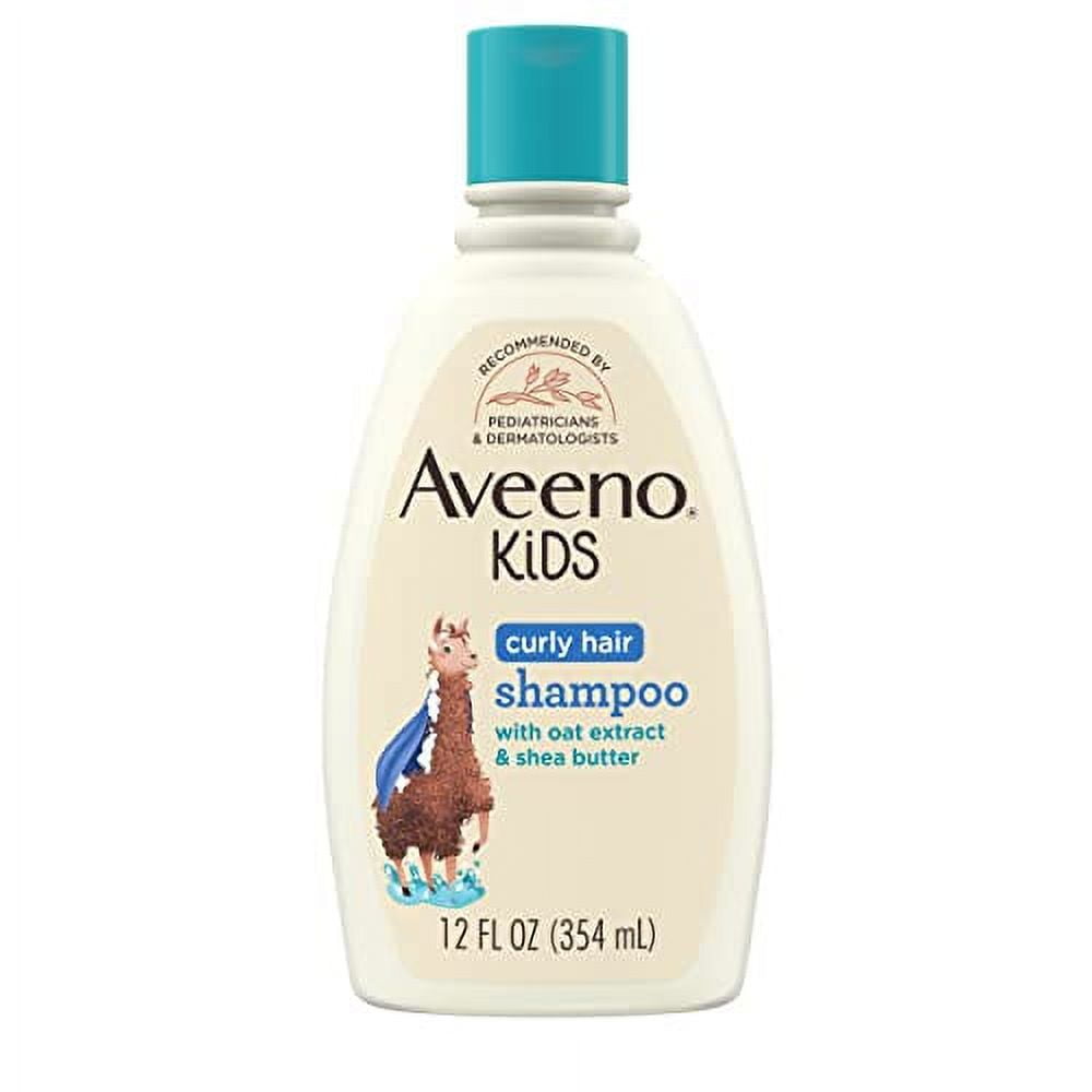 Aveeno Kids Curly Hair Shampoo with Oat Extract \u0026 Shea Butter, Gently Cleanses, Nourishes, \u0026 Hydrates Curly Hair, Tear-Free \u0026 Suitable for Sensitive Skin \u0026 Scalp, Hypoallergenic, 12 fl. Oz