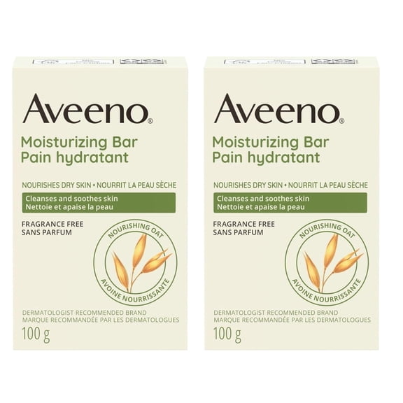 Aveeno Moisturizing Bar Soap, Fragrance Free, 3.5 oz (2 Pack) (Bundle)
