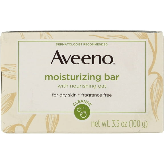 Aveeno Moisturizing Bar Soap, Fragrance Free, 3.5 oz (8 Pack) (Bundle)
