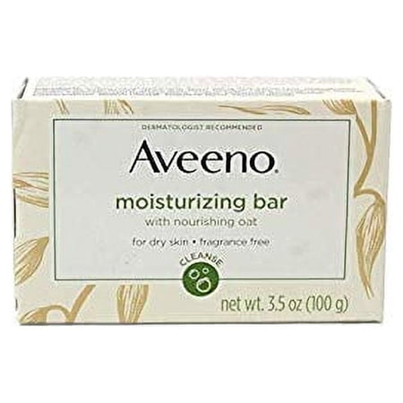 Aveeno Moisturizing Bar with Natural Colloidal Oatmeal for Dry Skin, Fragrance Free, 3.5 Oz (2 Pack)