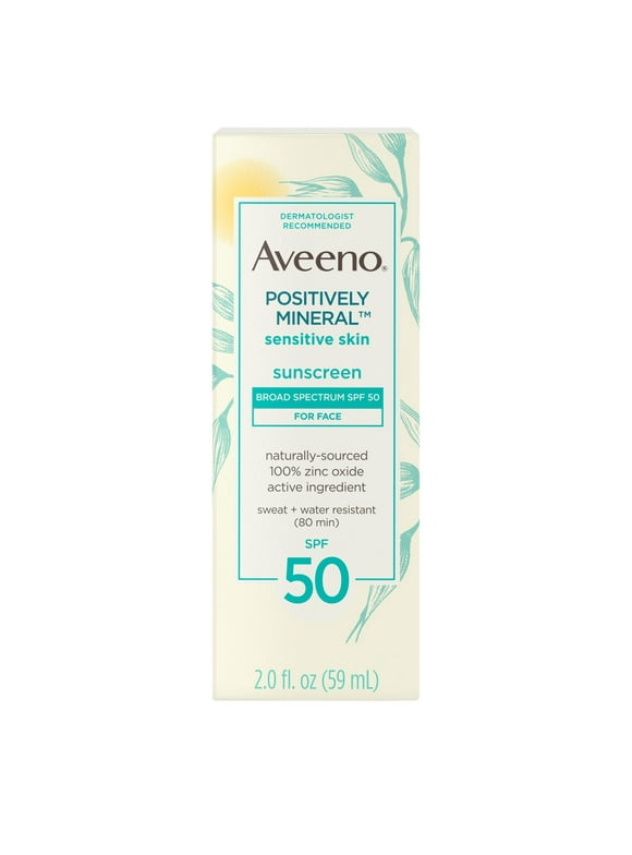 Aveeno Positively Mineral Sensitive Face Sunscreen SPF 50, 2 fl. oz