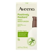 Aveeno Positively Radiant Daily Facial Moisturizer, for All Skin Types Broad Spectrum SPF 15, 4.0 fl. oz