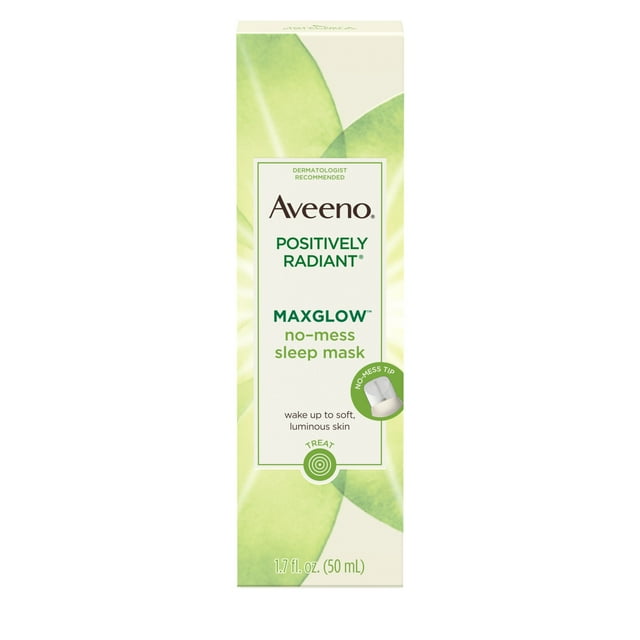 Aveeno Positively Radiant MaxGlow NoMess Sleep Face Mask, 1.7 fl. oz