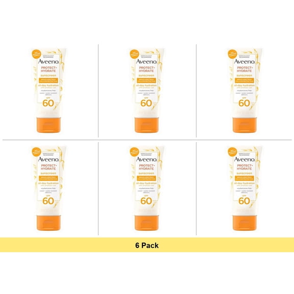 Aveeno Protect + Hydrate Body Sunscreen Lotion SPF 60, 3.0 fl oz - 6 Pack