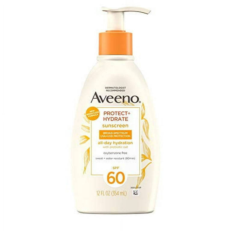 Aveeno Protect Hydrate Moisturizing Body Sunscreen Lotion With Broad Spectrum Spf 60 Prebiotic Oat Weightless Paraben free Oil free