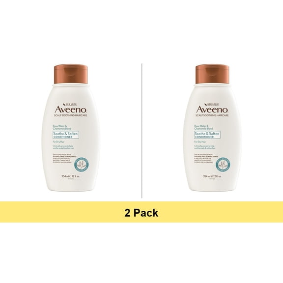 Aveeno Rose Water and Chamomile Blend Sensitive and Soft Conditioner, 12 fl oz - 2 Pack