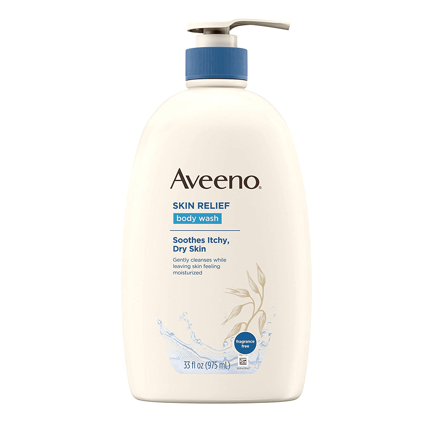 Aveeno Skin Relief Fragrance-Free Body Wash with Oat to Soothe Dry Itchy Skin, Gentle, Soap-Free & Dye-Free for Sensitive Skin, 33 fl. Oz