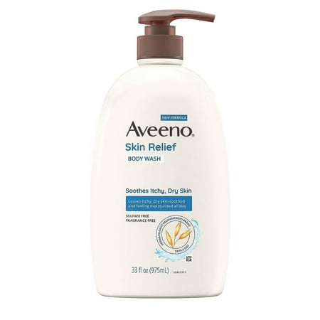 Aveeno Skin Relief Moisturizing Body Wash, Fragrance Free , 33 oz - 2 Pack