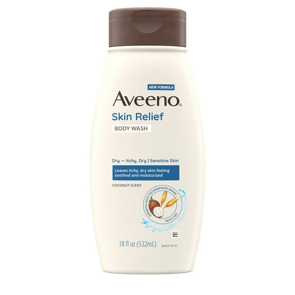 Aveeno Skin Relief Body Wash, Fragrance-Free, Sensitive Skin, 18 fl. oz