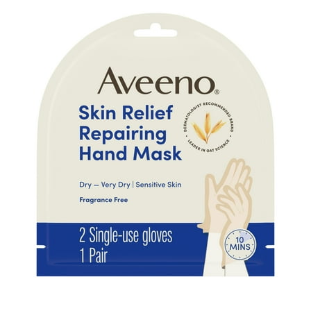 Aveeno Skin Relief Repairing Hand Mask for Dry Skin, 1 Pair of Gloves