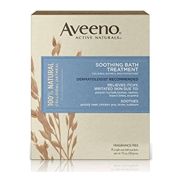 Aveeno Soothing Bath Treatment For Itchy, Irritated Skin, 8 Count (Pack of 2)