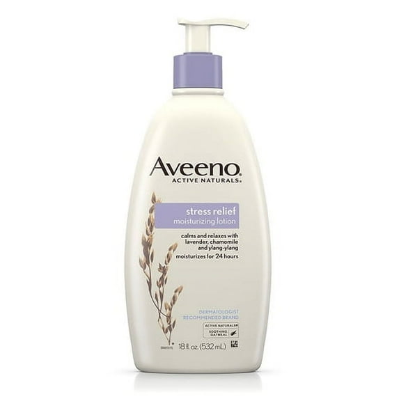 Aveeno Stress Relief Moisturizing Lotion Lavender, Chamomile And Ylang-Ylang, 18 oz, 6 Pack