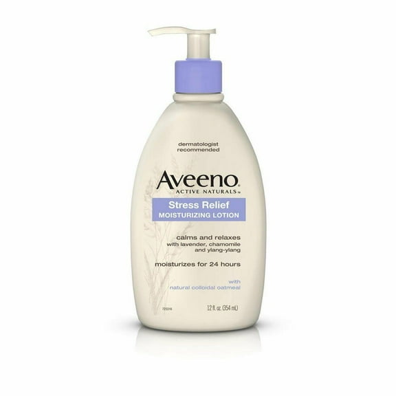 Aveeno Stress Relief Moisturizing Skin Lotion, Lavender Scent, 12oz, 2-Pack