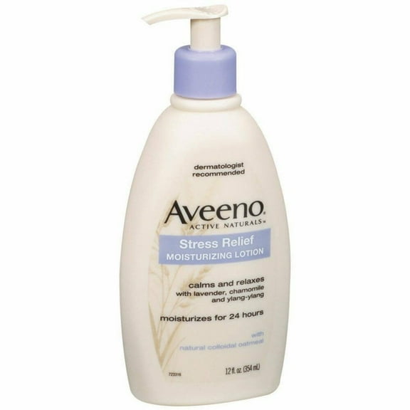 Aveeno Stress Relief Moisturizing Skin Lotion, Lavender Scent, 12oz, 4-Pack