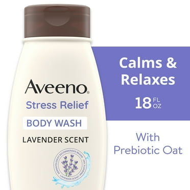 Aveeno Stress Relief Body Wash with Oat, Calming Lavender Scent, 18 fl oz