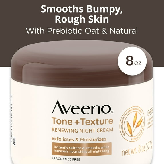 Aveeno Tone + Texture Renewing Body Night Cream, Sensitive Skin, 8 oz