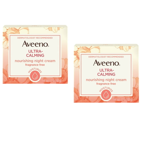 Aveeno Ultra-Calming Nourishing Night Cream for Sensitive Skin, 1.7 oz - 2 Pack