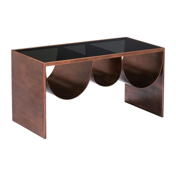 Aveiro Coffee Table Copper & Black Coffee Table, Modern Style, Tinted Tempered Glass rectangular shape tabletop, Steel, Indoor Living