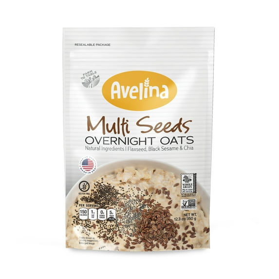 Avelina Multiseeds Oatmeal | 100% Gluten Free | Wholesome Whole Grain Oats For Breakfast, Baking, or Smoothies, 4-Pack (12.3 oz Bags)