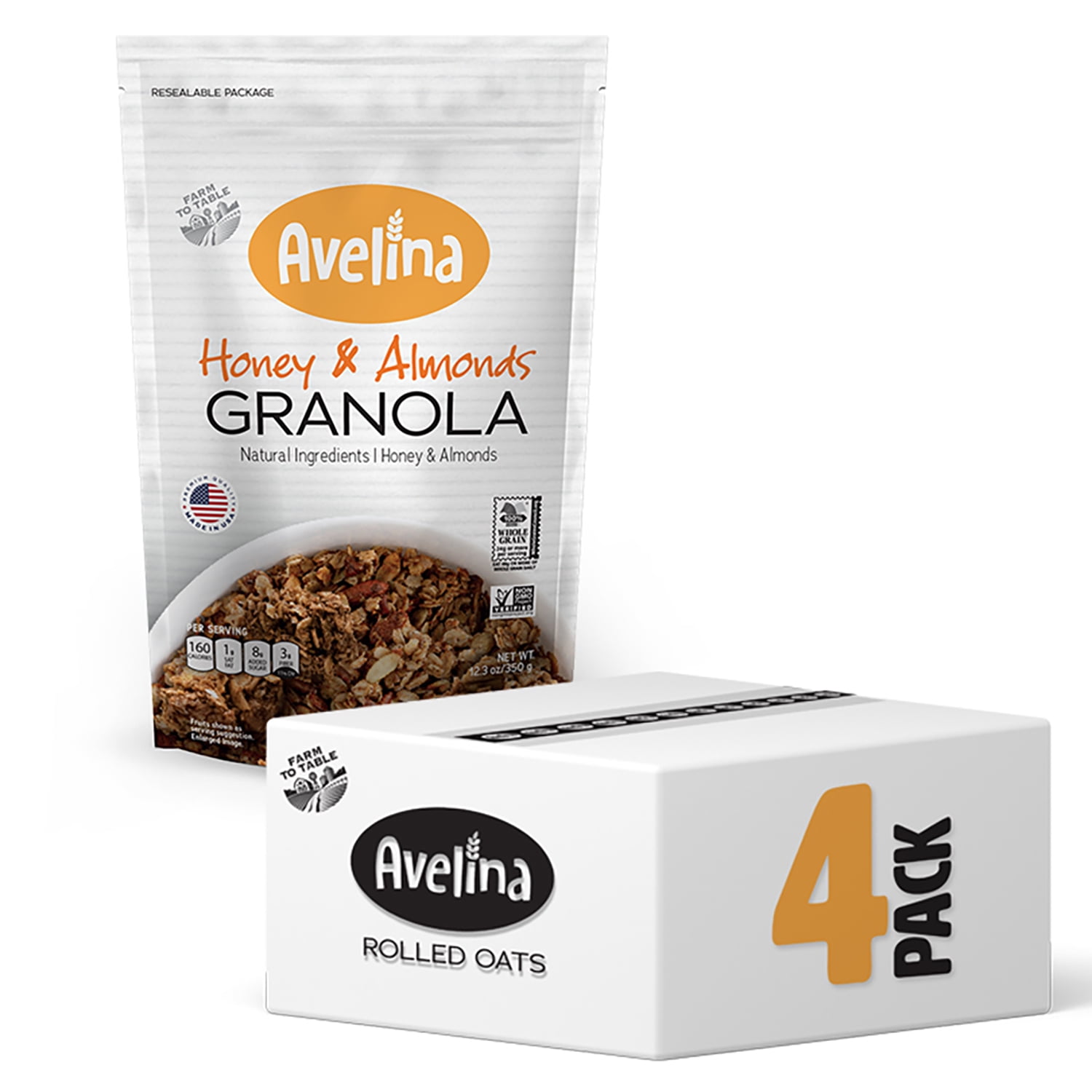 Avelina Gluten Free Granola Honey & Almonds Healthy OatmealBased
