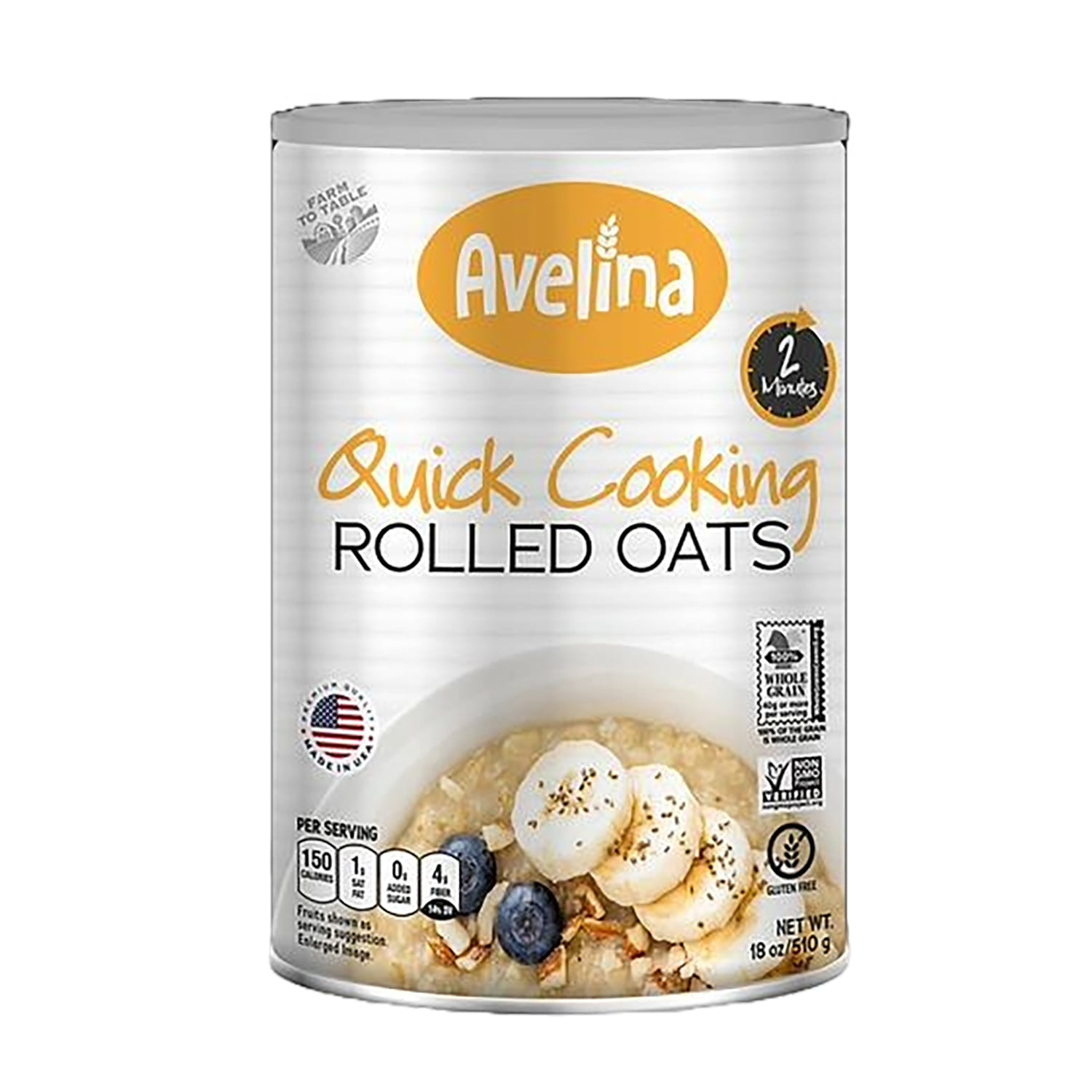 Avelina Quick Cooking Rolled Oats Kosher, NonGMO & GlutenFree