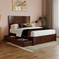 thumbnail image 1 of AFI Aveline Full Platform Bed with Matching Footboard & Storage Drawers, Walnut, 1 of 13