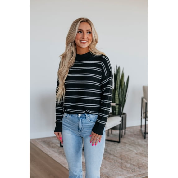 Aveline Striped Sweater - Black