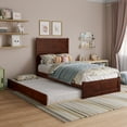thumbnail image 1 of AFI Aveline Twin Platform Bed with Matching Footboard & Twin Trundle, Walnut, 1 of 13