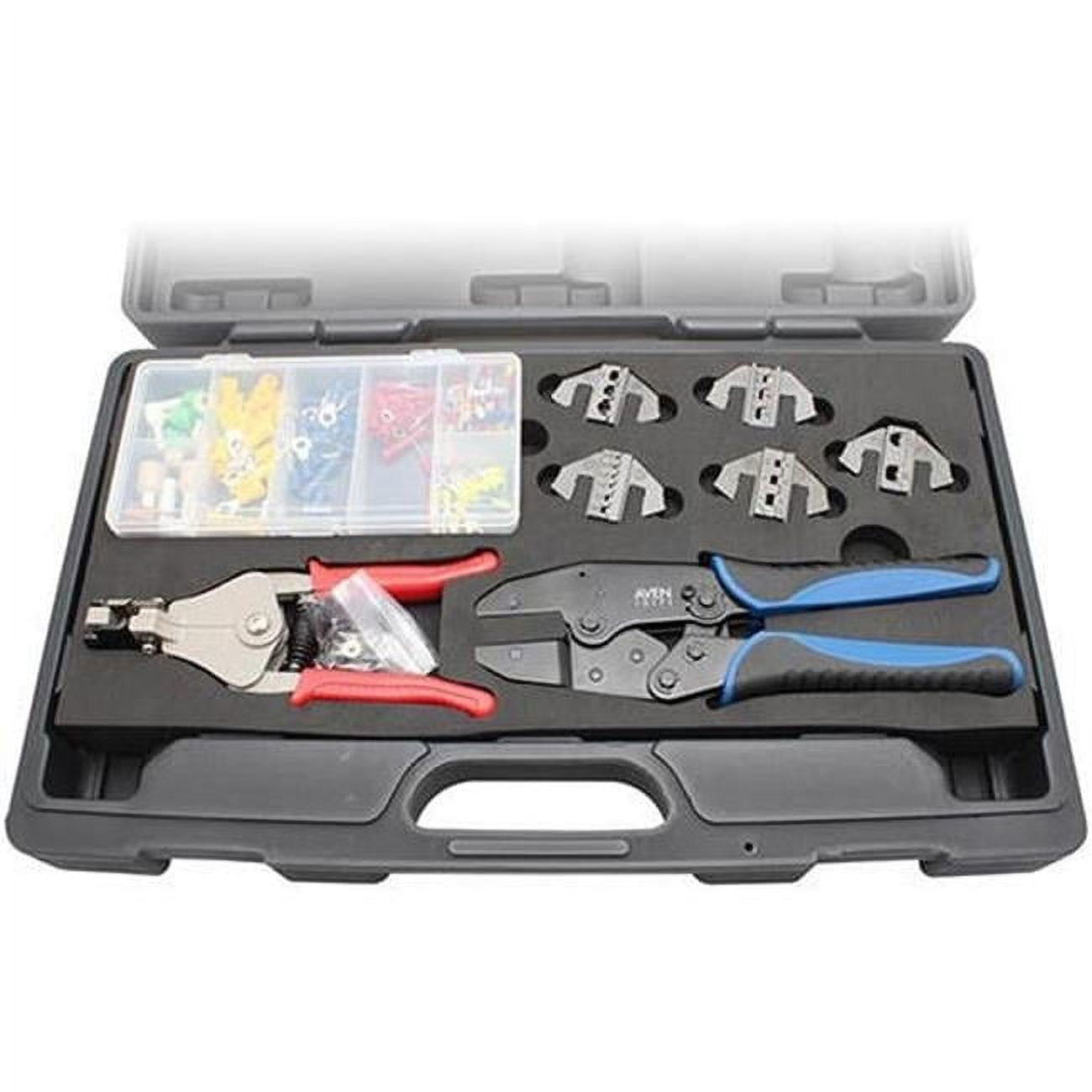 Aven 10171-KIT Deluxe Crimping Tool Kit with Frame, 5 Dies, Wire Stripper & Connector Set - 148 Piece