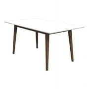 Aven Modern Style Solid Wood Walnut/White Top 63" Rectangular Dining Table