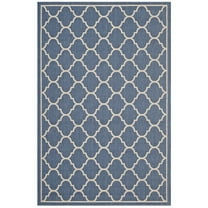 Modway Avena 63x90.5" Moroccan Quatrefoil Trellis Fabric Area Rug in Blue/Beige