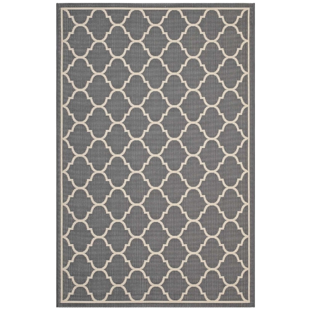 Avena 8' x 10' Gray and Beige Synthetic Trellis Area Rug